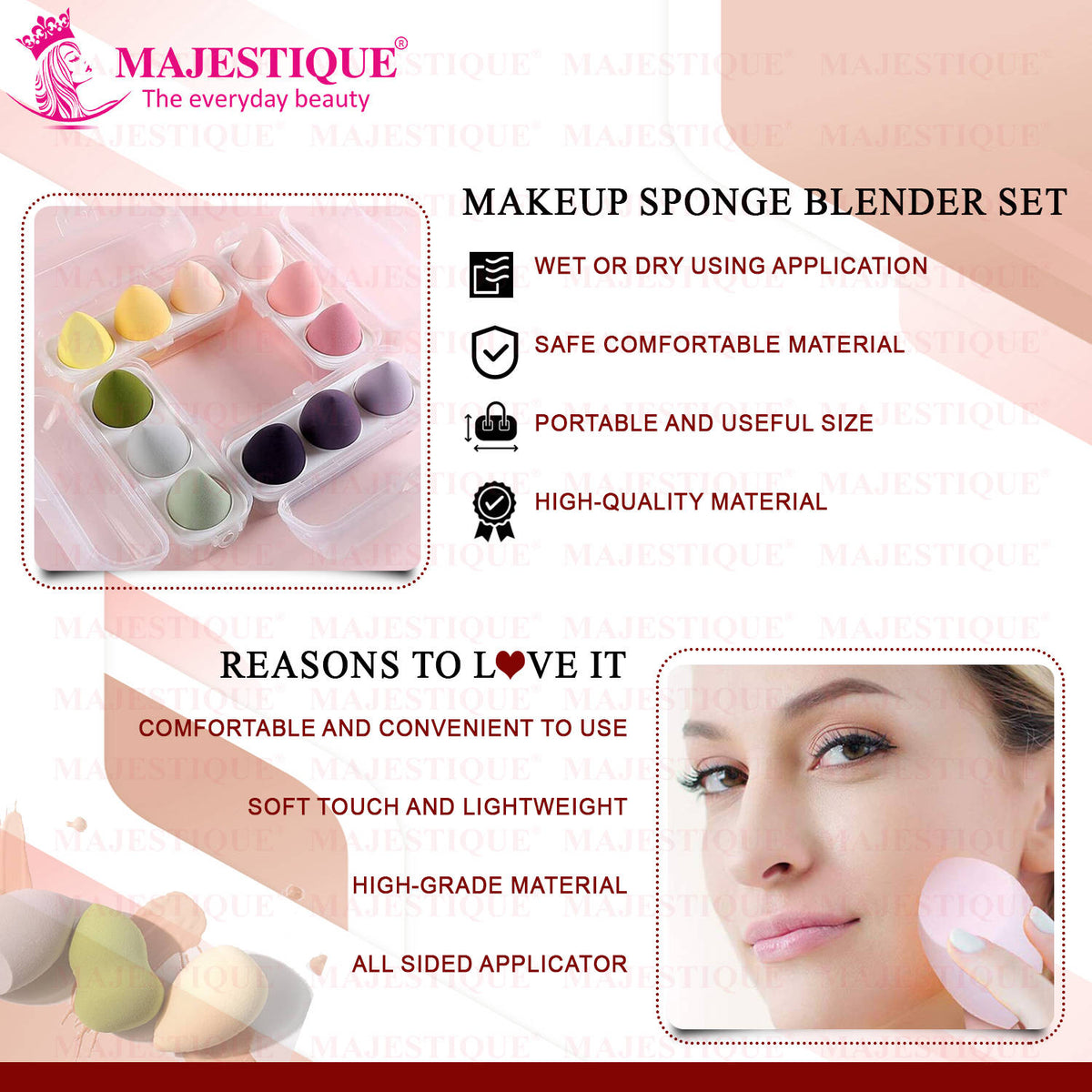 3 Piece Beauty Blender Sponge Set, With Case - Color May Vary | T32 - view 4