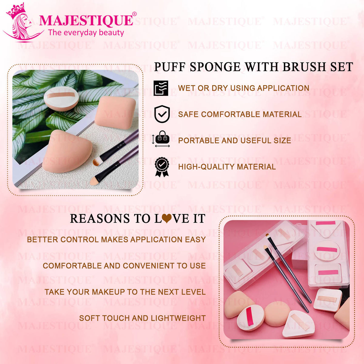 Makeup Sponge And Brush - Set Of 5 | T32 - view 4