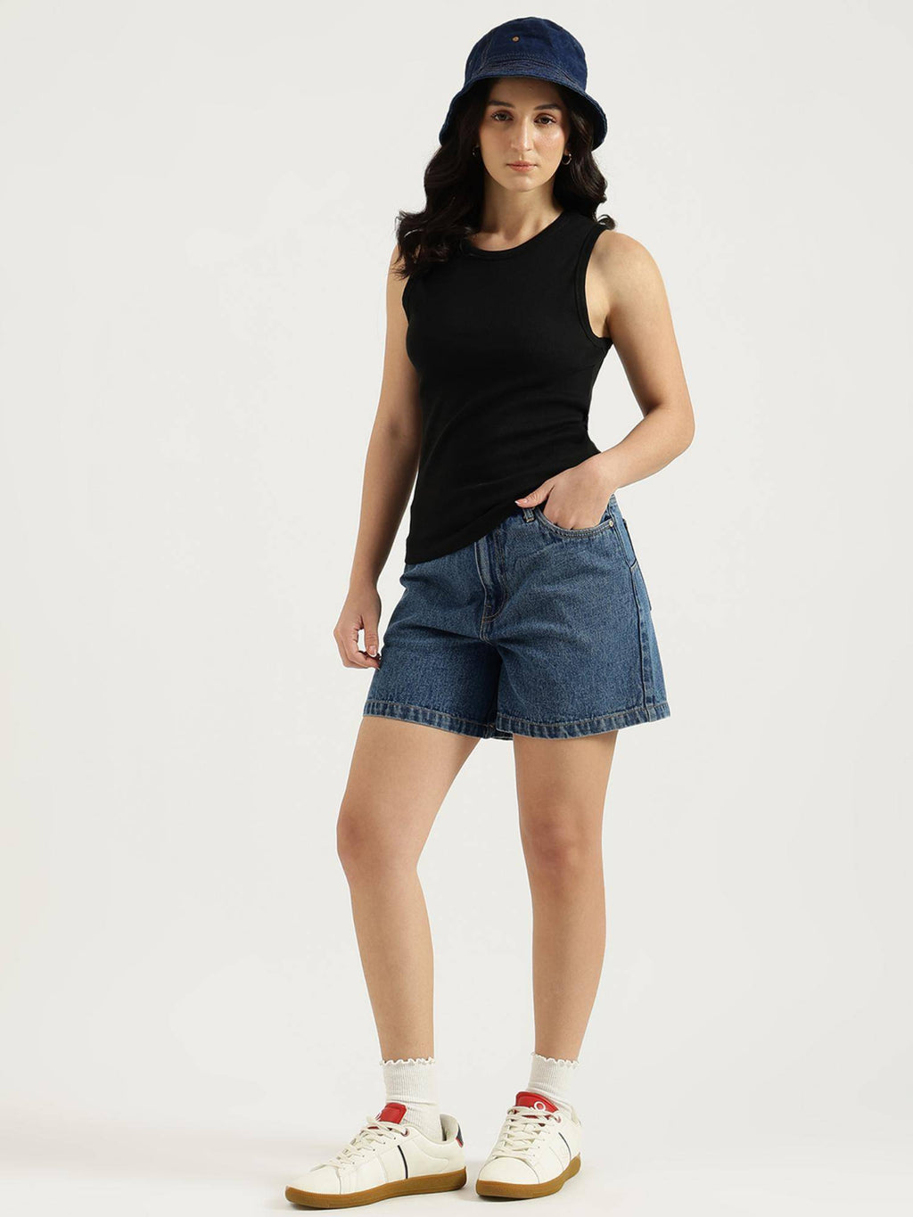 Blue Solid Cotton Blend Tank Top | TT98 - view 8