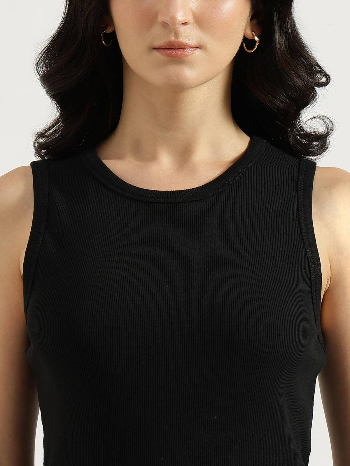 Blue Solid Cotton Blend Tank Top | TT98 - view 9