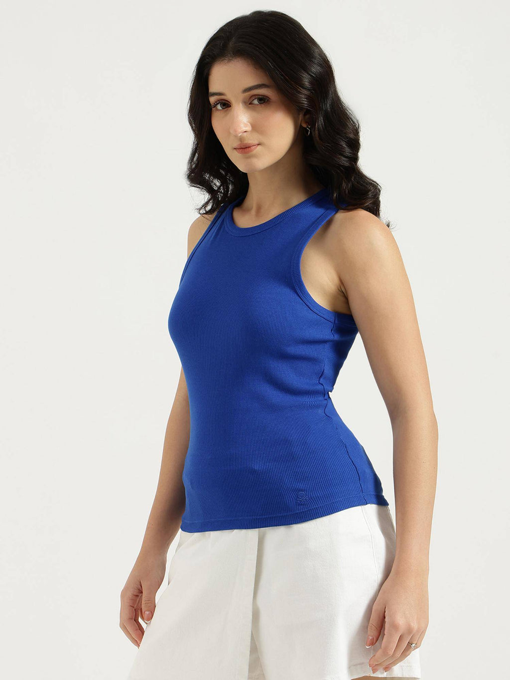 Black Solid Cotton Blend Tank Top | TT98 - view 7