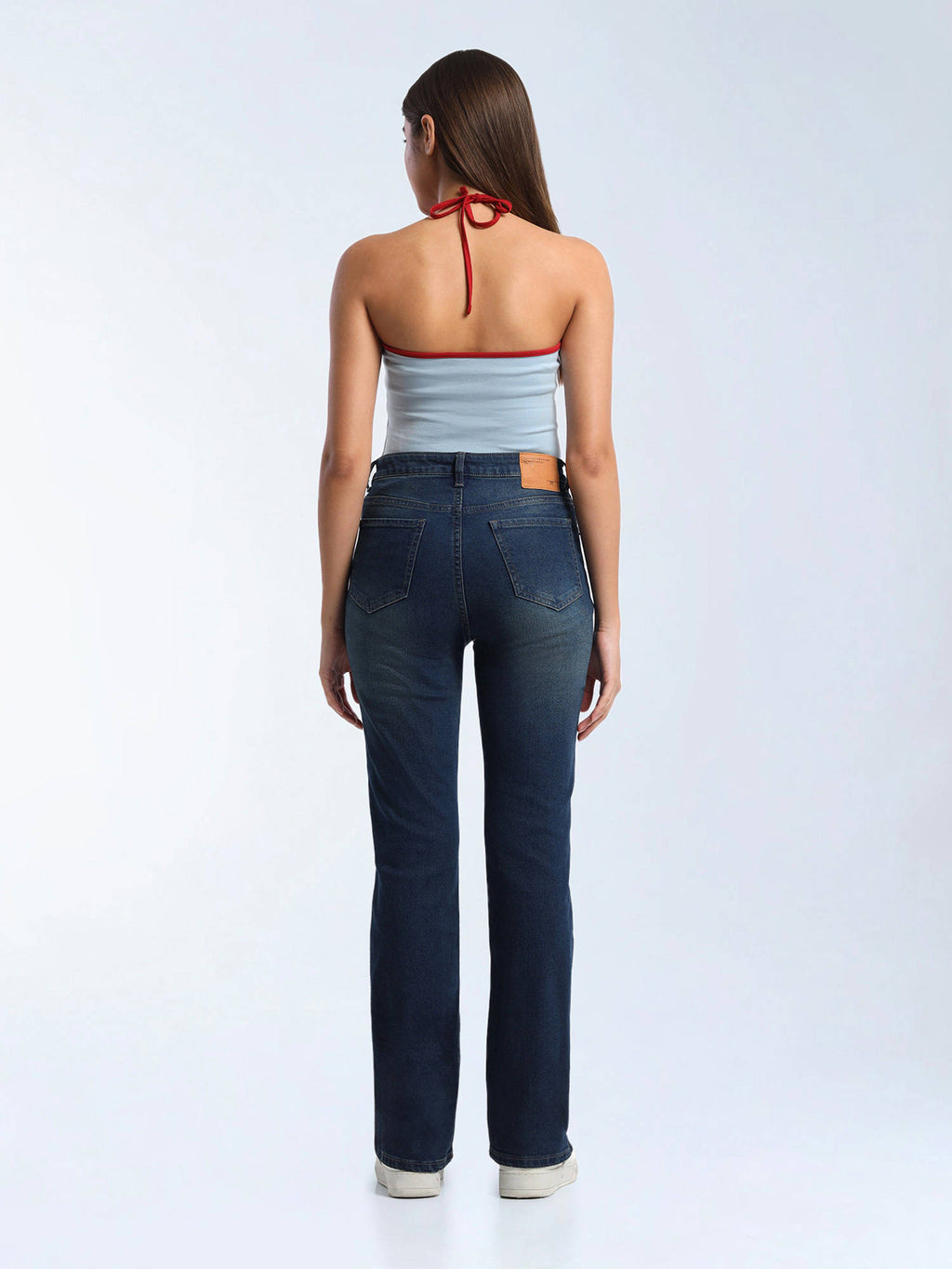 Blue Solid Cotton Bootcut Jeans | BT10 - view 4