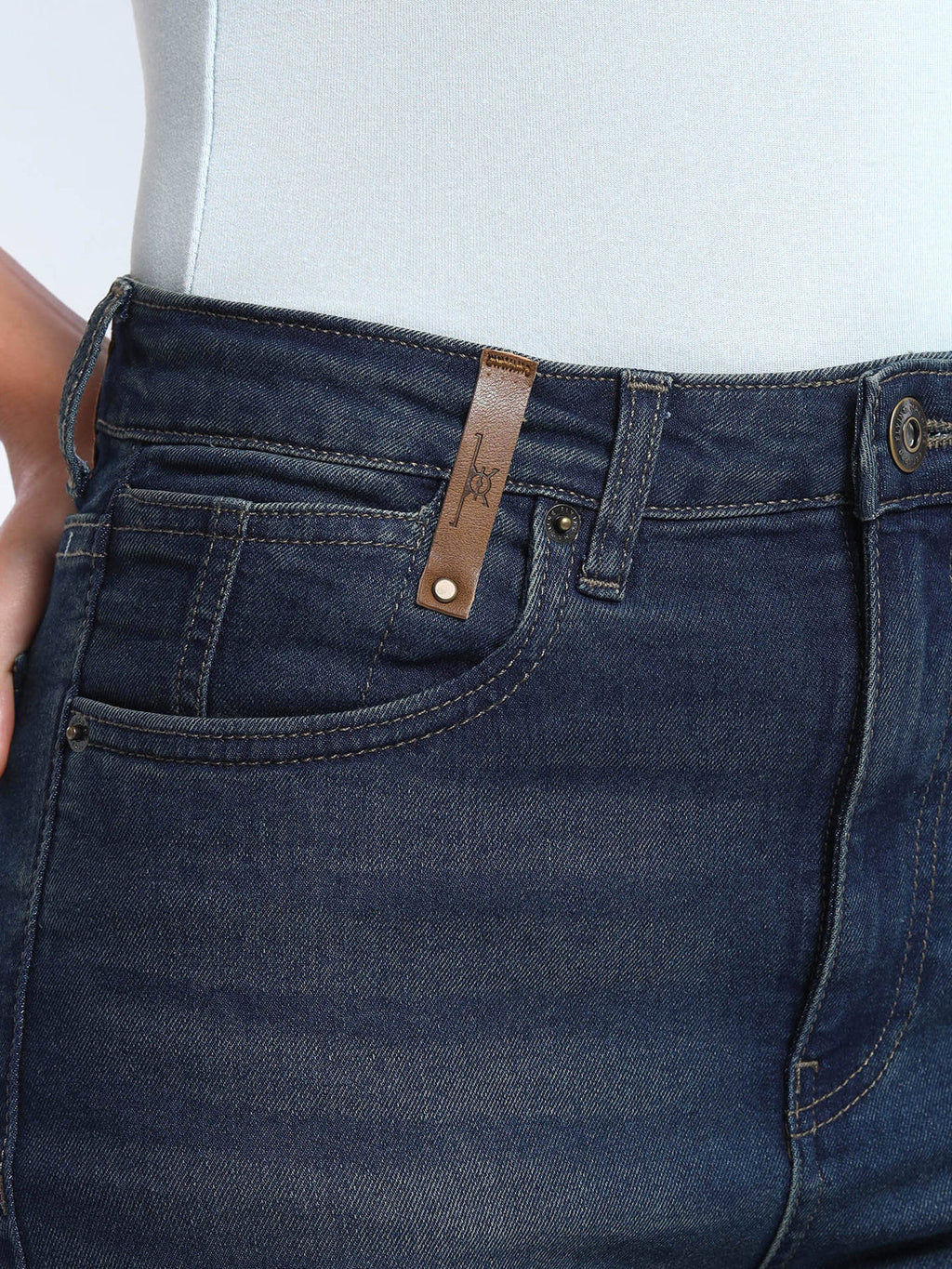 Blue Solid Cotton Bootcut Jeans | BT10 - view 6