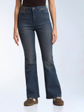 Blue Solid Cotton Bootcut Jeans | BT10 - view 1