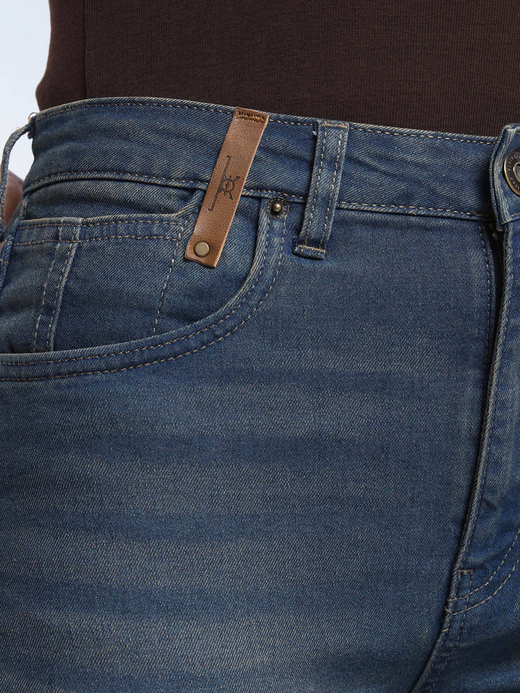 Blue Solid Cotton Bootcut Jeans | BT10 - view 7