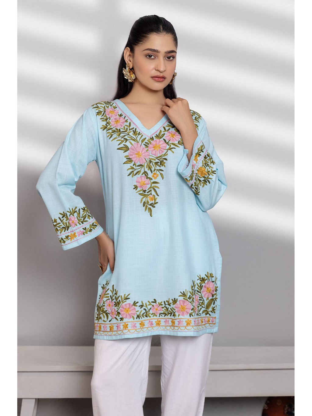 Cotton Kashmiri Aari Pink Kurta | FY93 - view 8