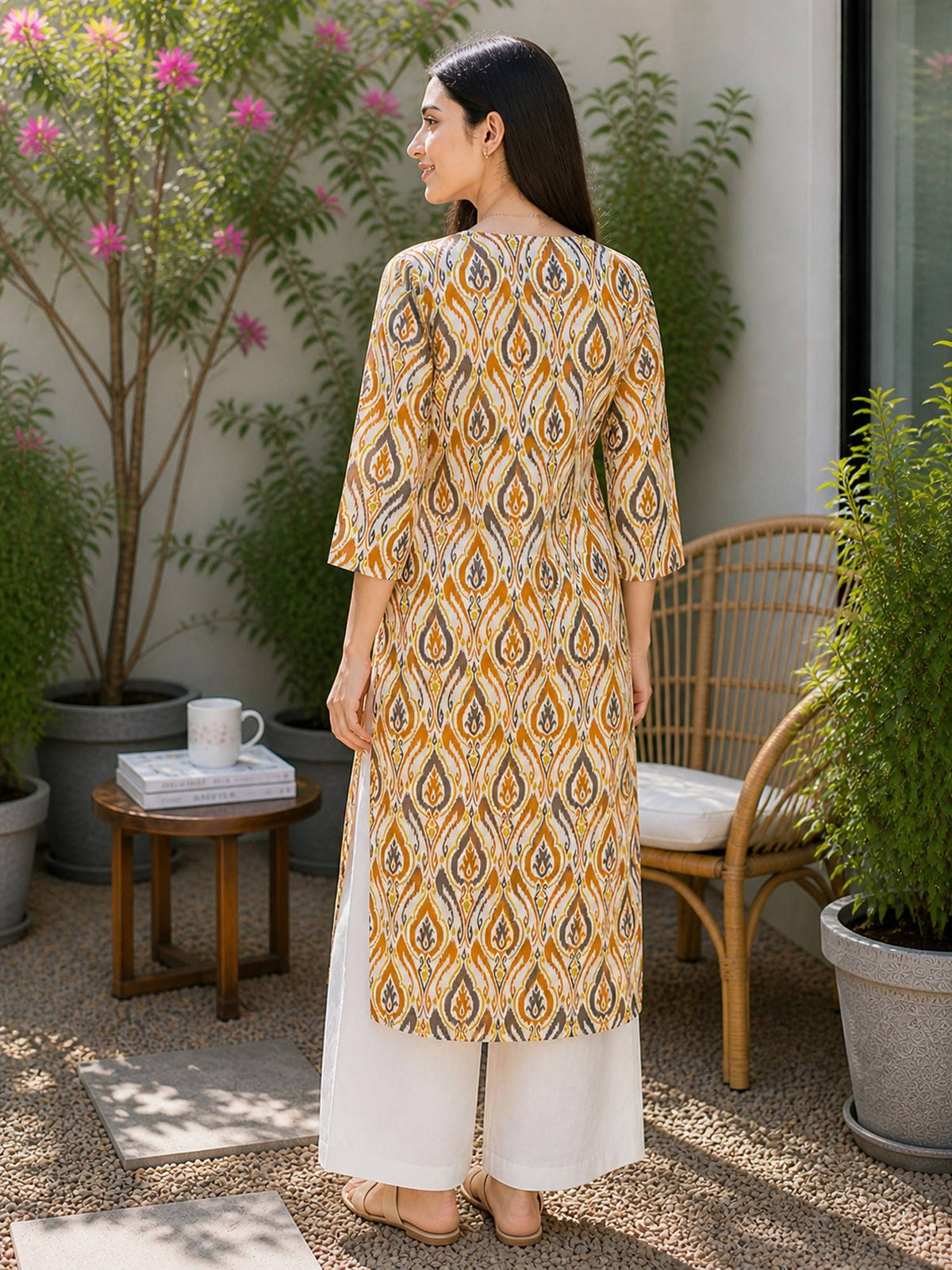 Women's Blue Pure Cotton Printed Kurta | FY93 - view 8