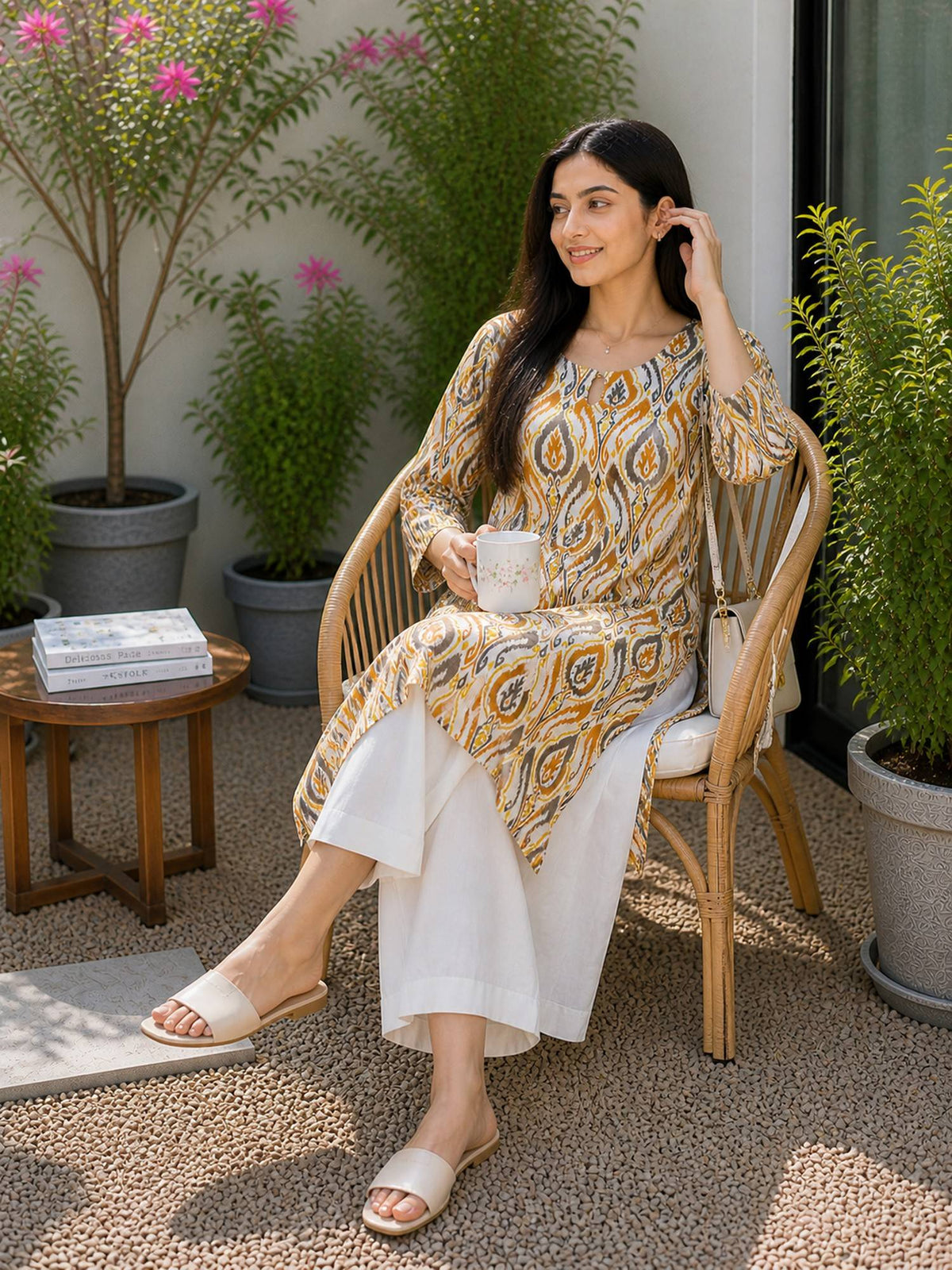 Women's Blue Pure Cotton Printed Kurta | FY93 - view 12
