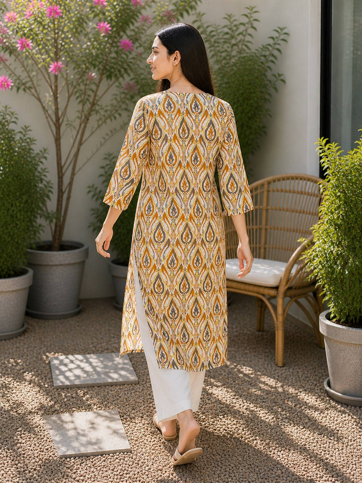 Women's Blue Pure Cotton Printed Kurta | FY93 - view 13