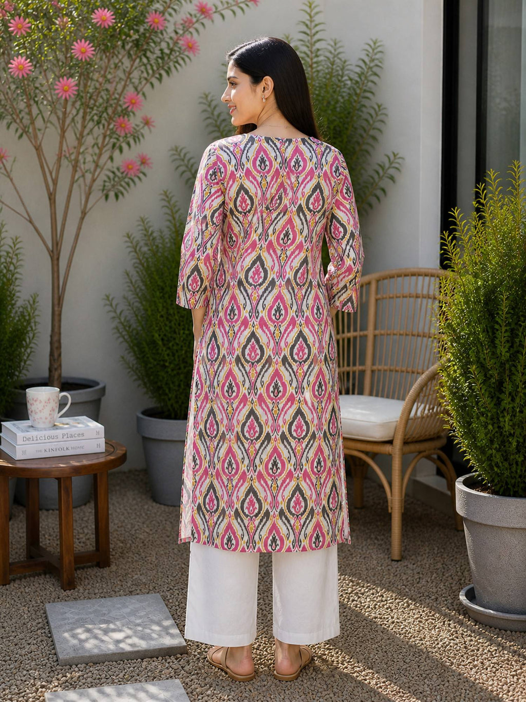 Women's Blue Pure Cotton Printed Kurta | FY93 - view 15