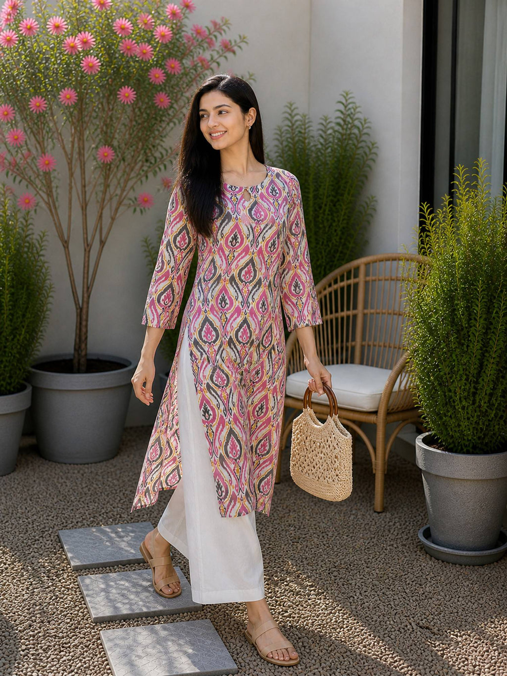 Women's Blue Pure Cotton Printed Kurta | FY93 - view 19