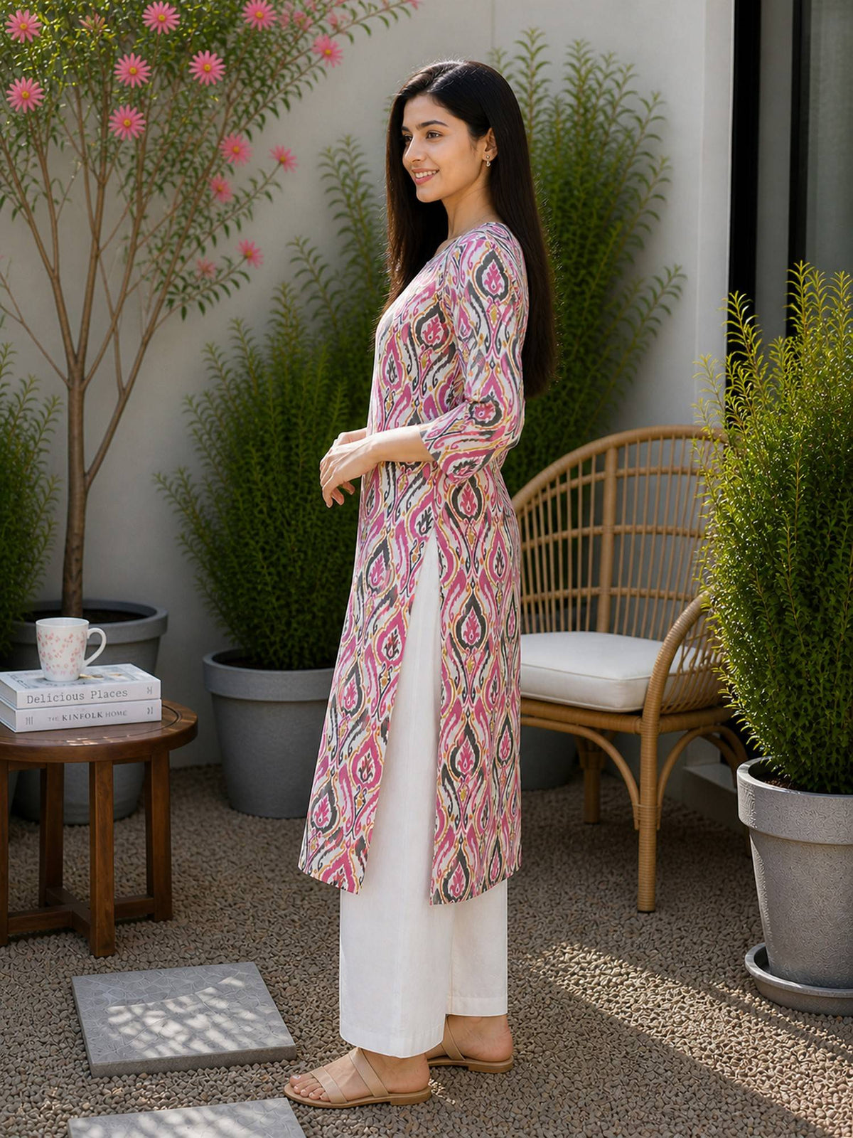 Women's Pink Pure Cotton Printed Kurta | FY93 - view 7