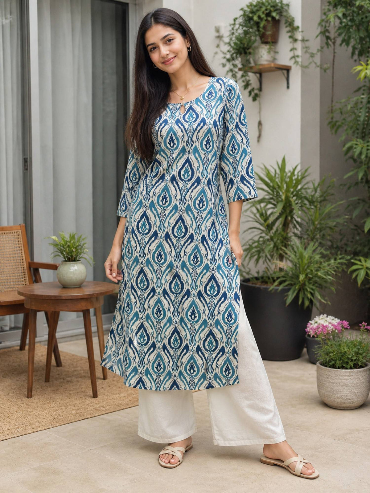 Women's Orange Pure Cotton Printed Kurta | U3S - view 8