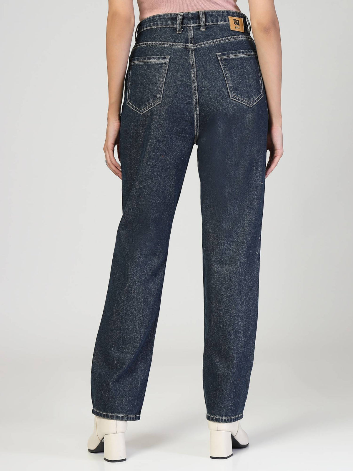 Women Blue Relaxed Fit High Rise Cotton Jeans | RF89 - view 2