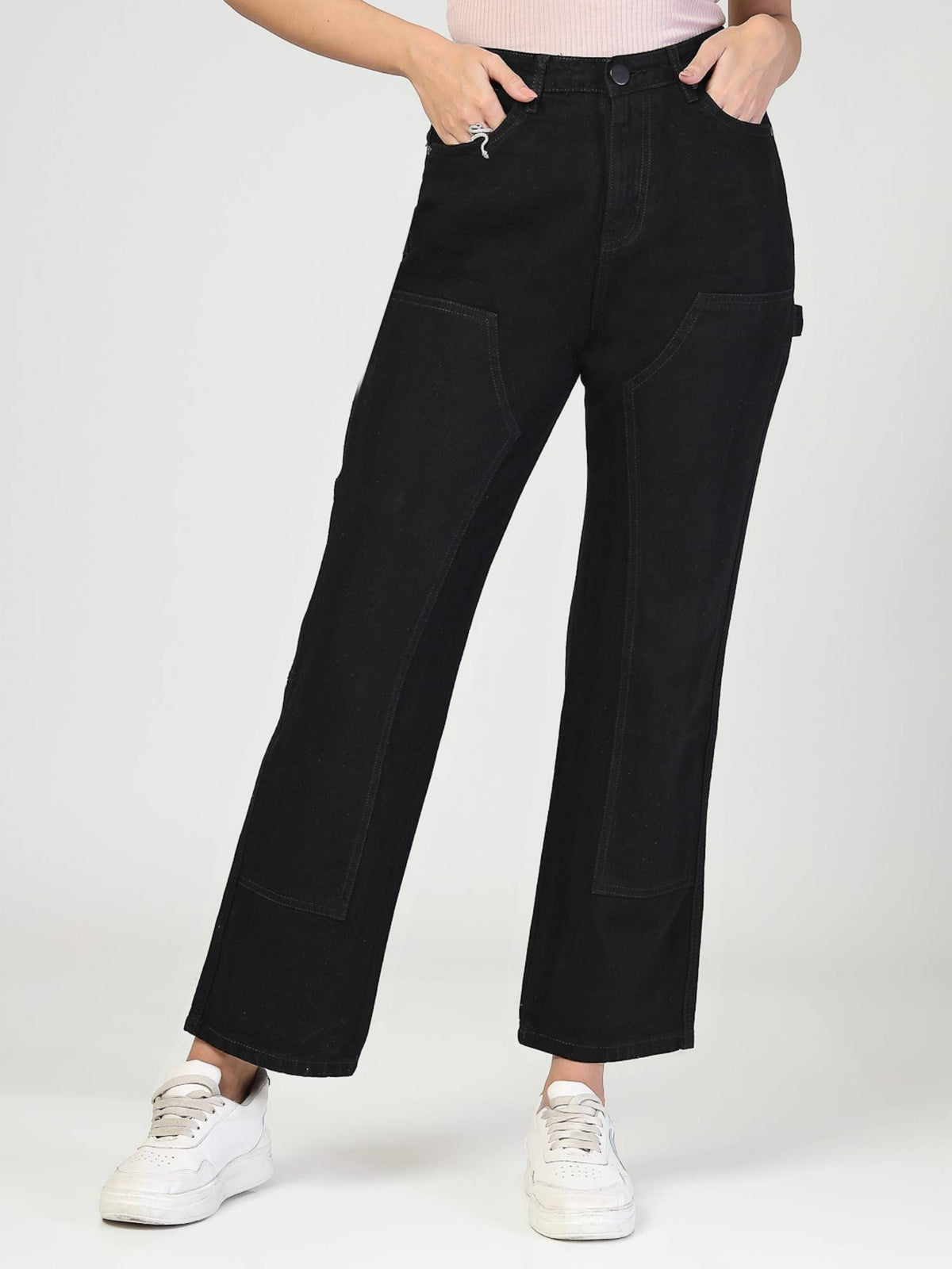 Women Olive Relaxed Fit High Rise Carpenter Jeans | RF89 - view 6