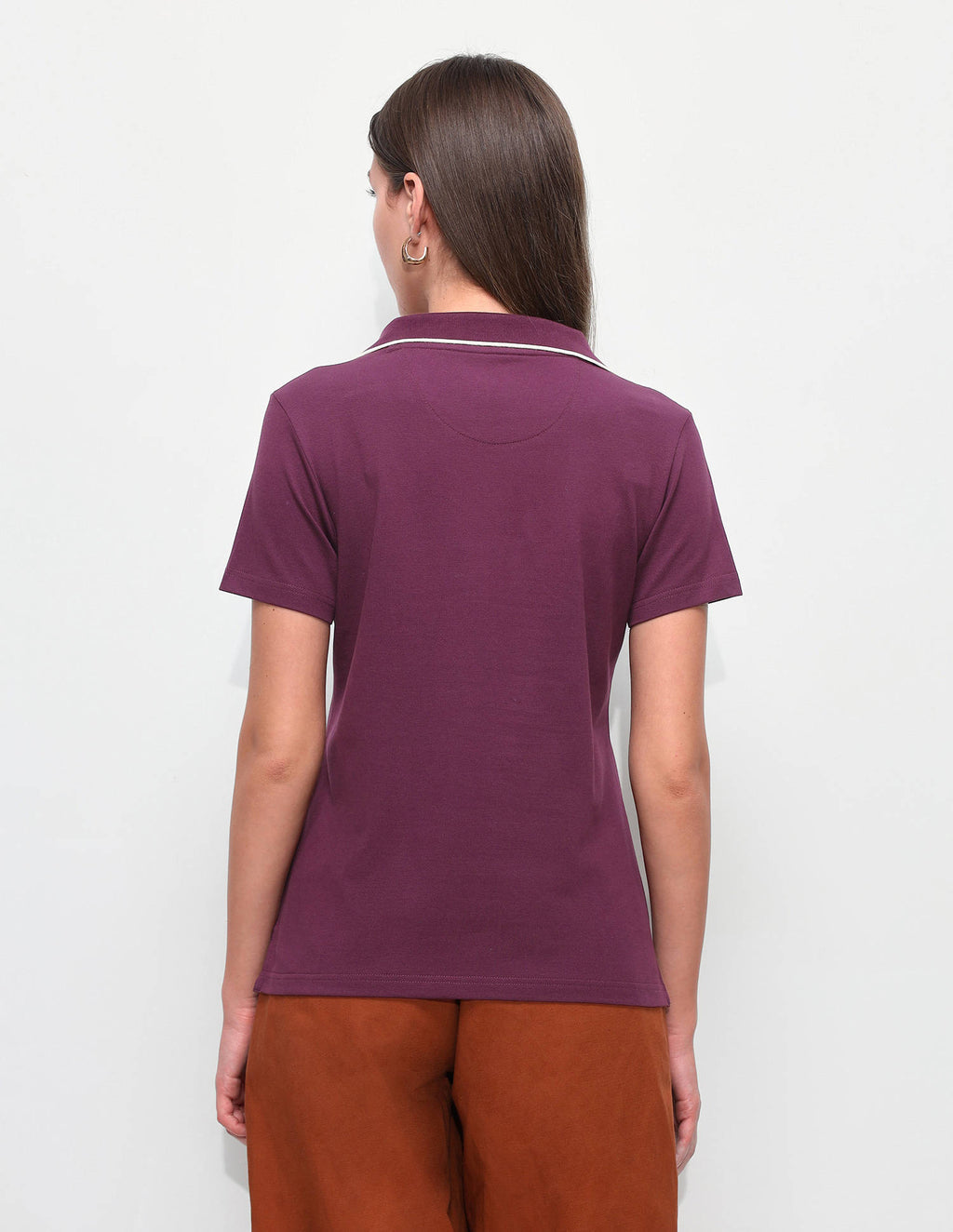 Purple Solid Regular Fit Polo T-Shirt | PW43 - view 2