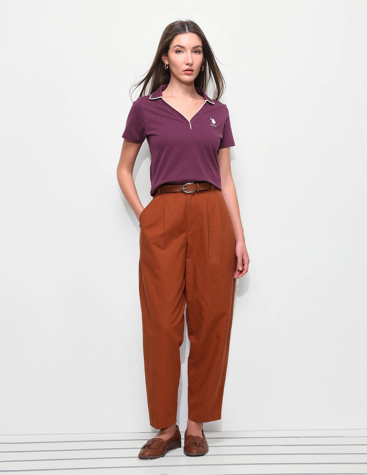 Purple Solid Regular Fit Polo T-Shirt | PW43 - view 3