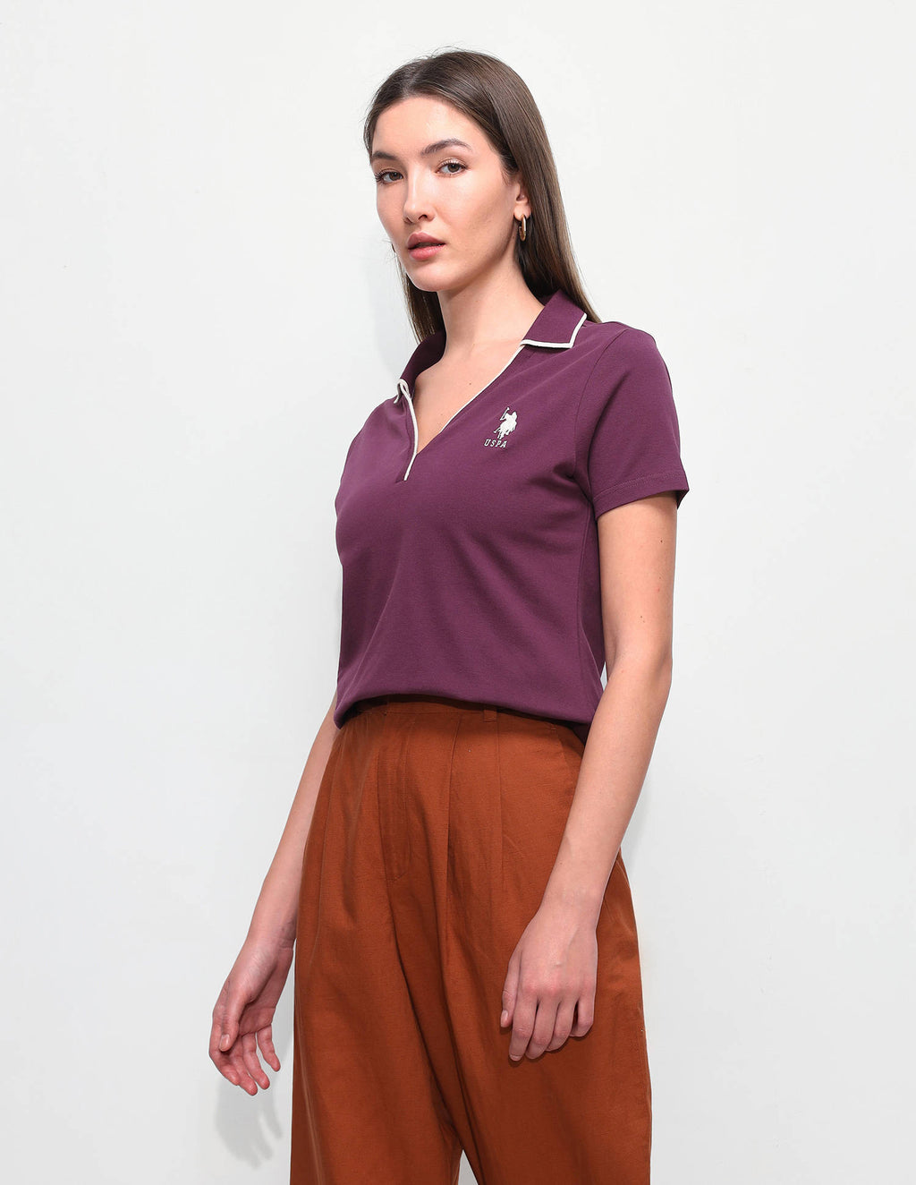 Purple Solid Regular Fit Polo T-Shirt | PW43 - view 4