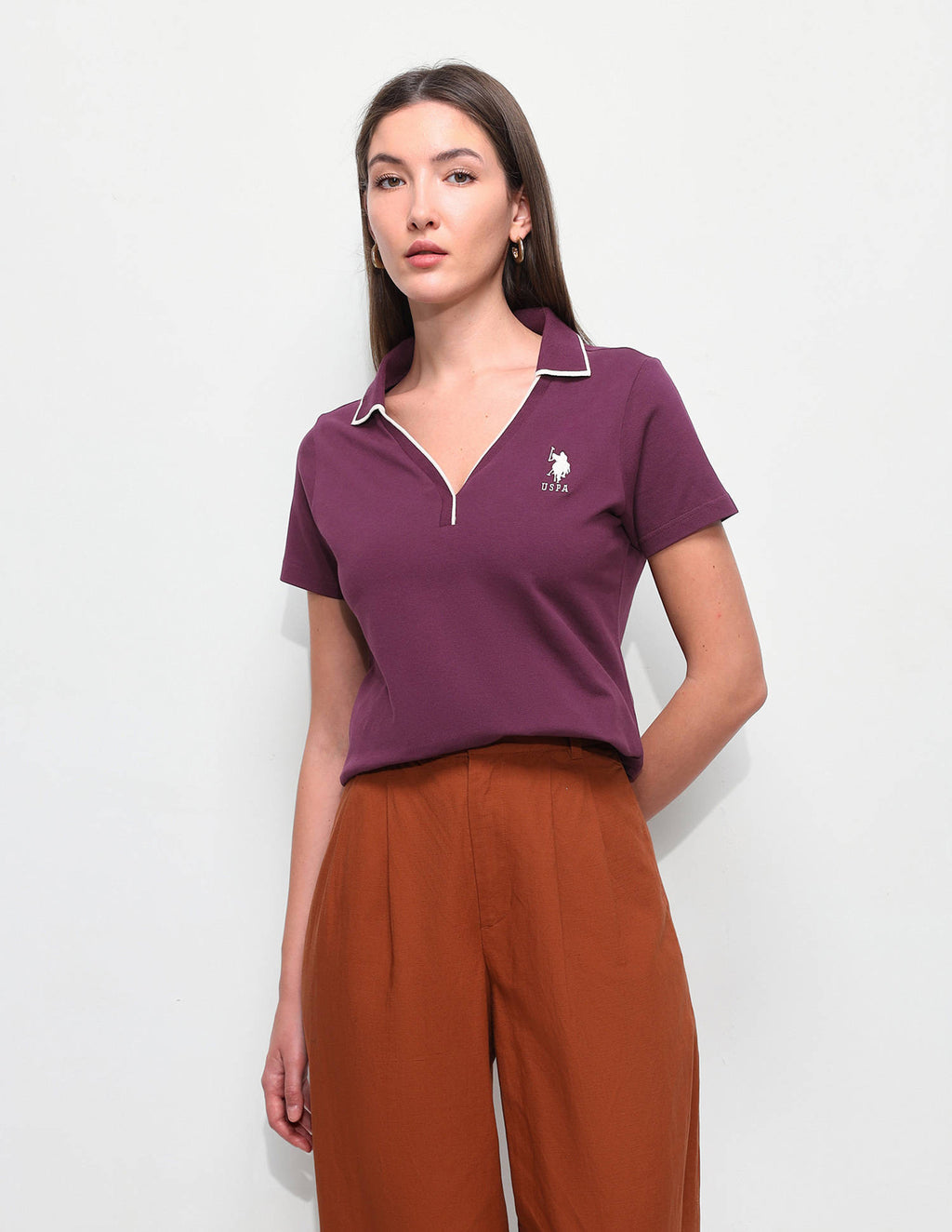 Purple Solid Regular Fit Polo T-Shirt | PW43 - view 5