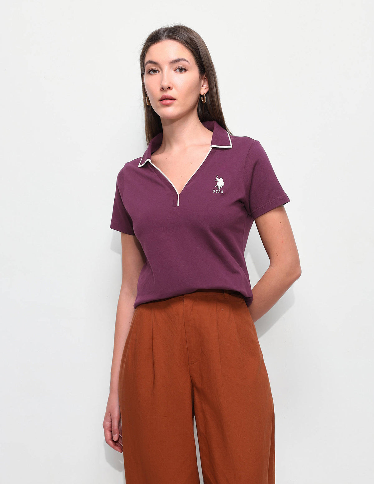 Purple Solid Regular Fit Polo T-Shirt | PW43 - view 5