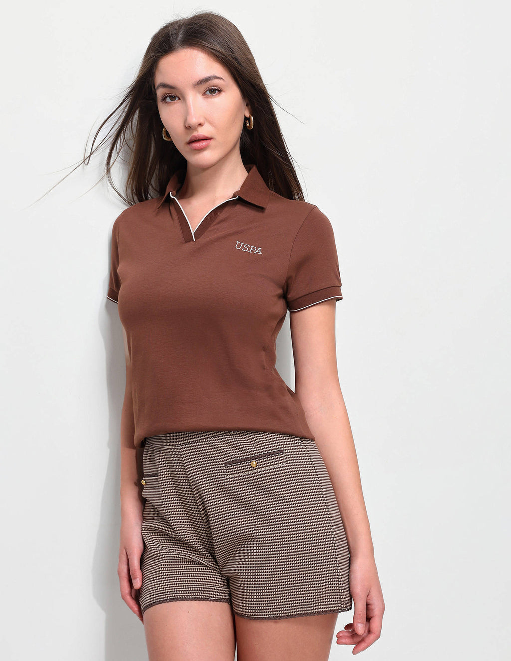 Brown Solid Regular Fit Polo T-Shirt | PW43 - view 1