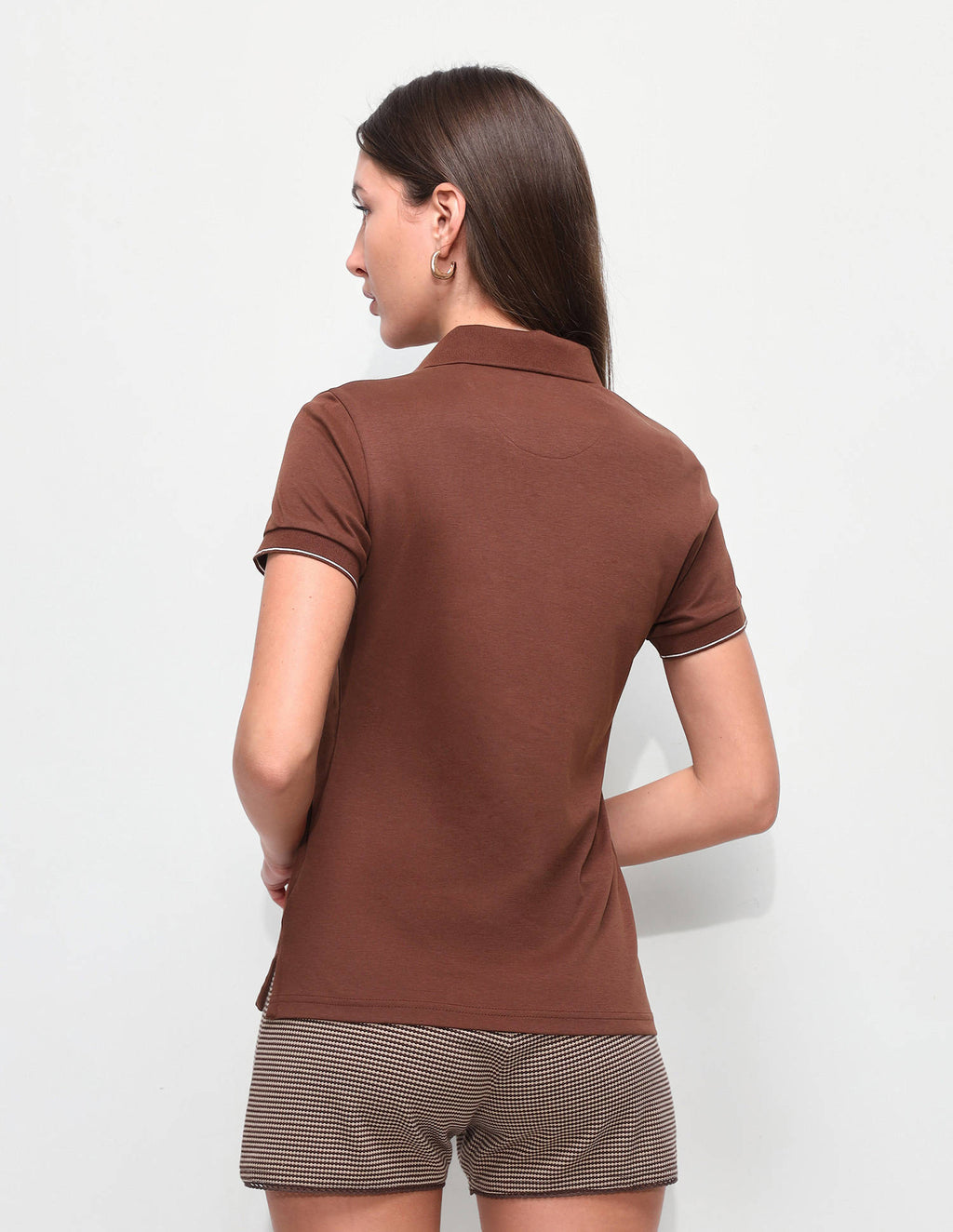 Brown Solid Regular Fit Polo T-Shirt | PW43 - view 2