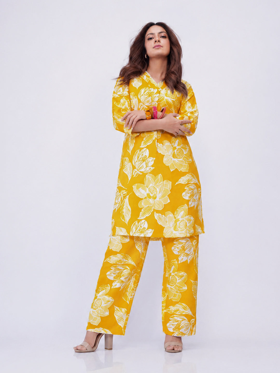Yellow Printed Co-Ord Set CO87