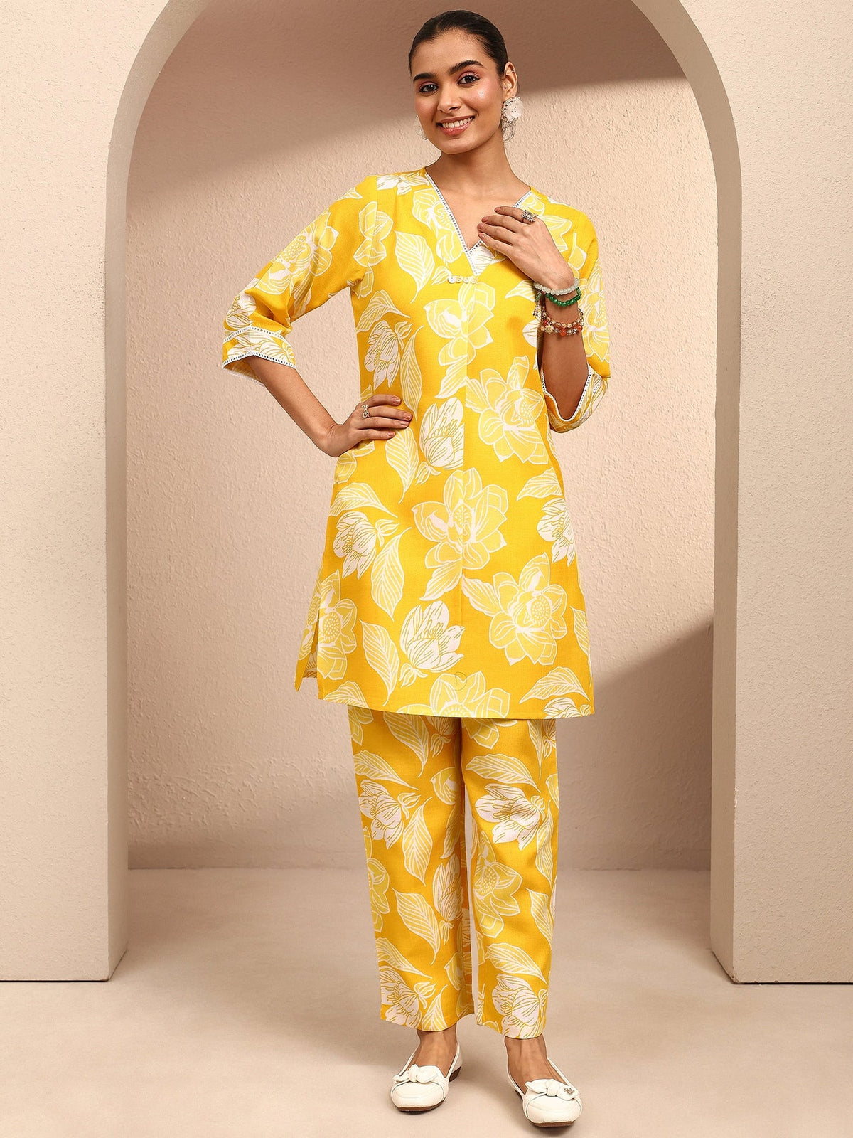 Yellow Printed Co-Ord Set CO87