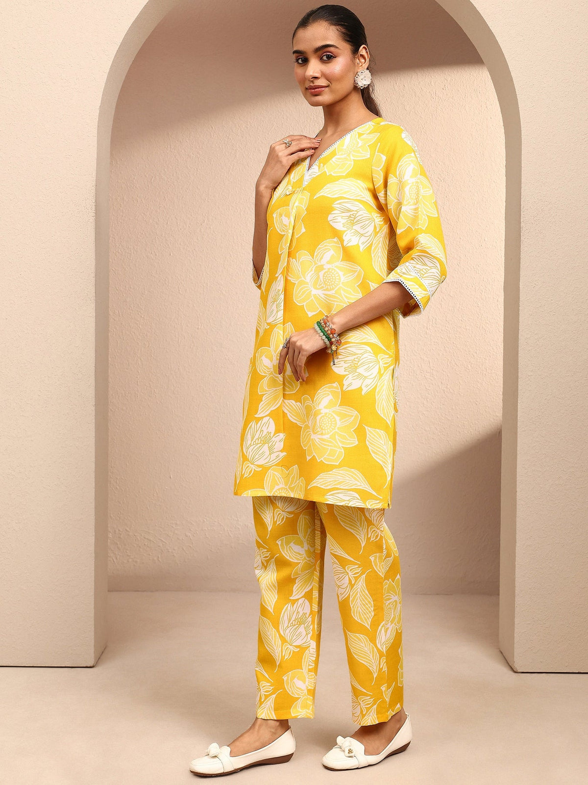 Yellow Printed Co-Ord Set CO87