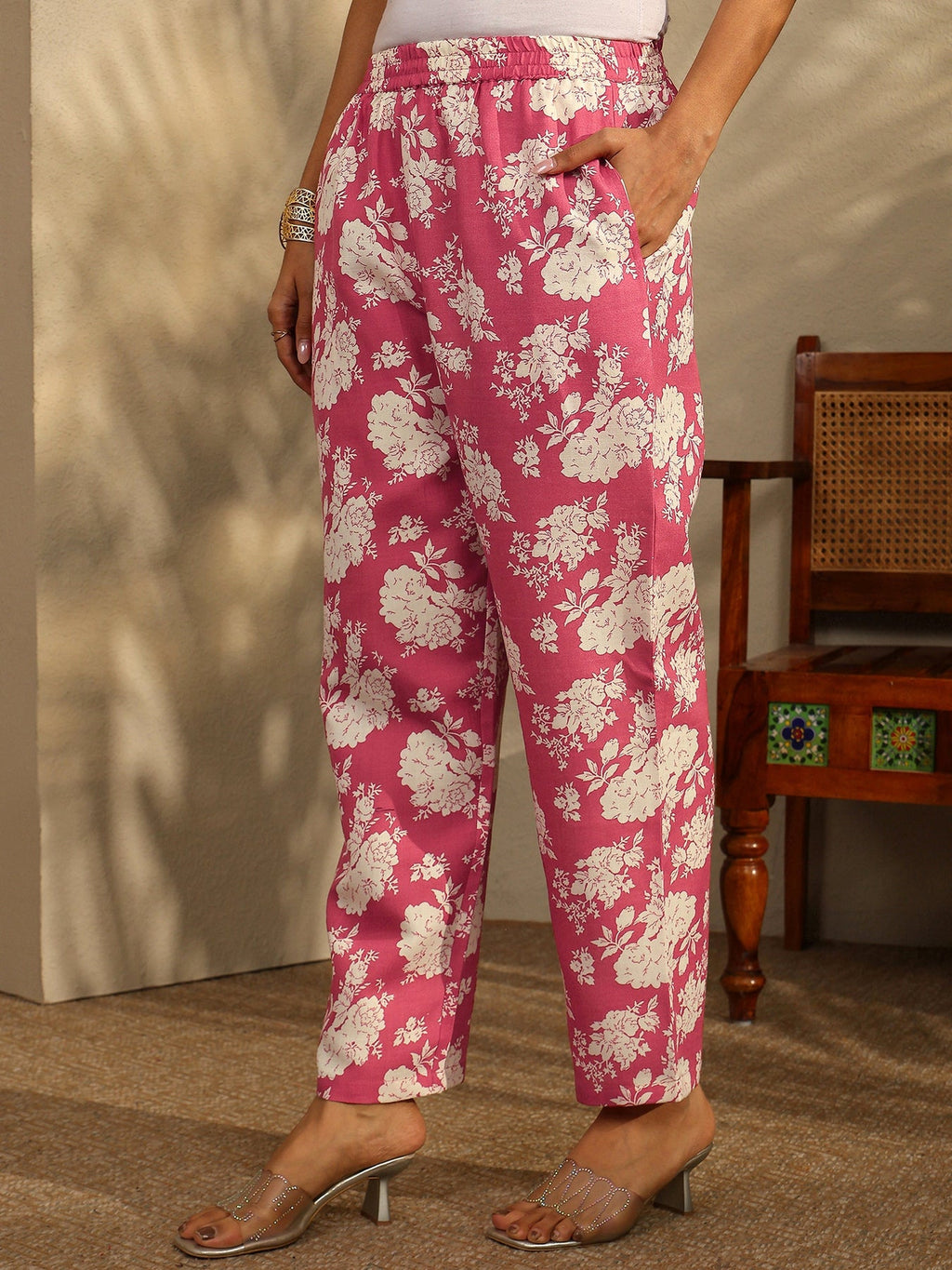 Coral Printed Cotton Blend Co-Ord Set CO87