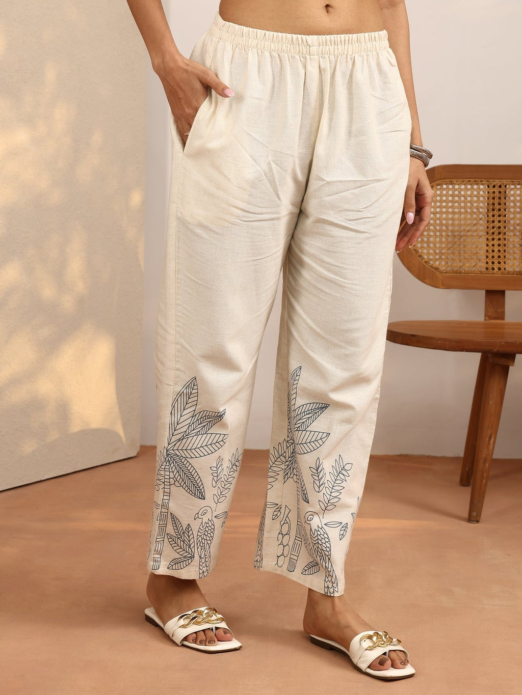 Libas Off White Printed Cotton Blend Co-Ord Set CO87