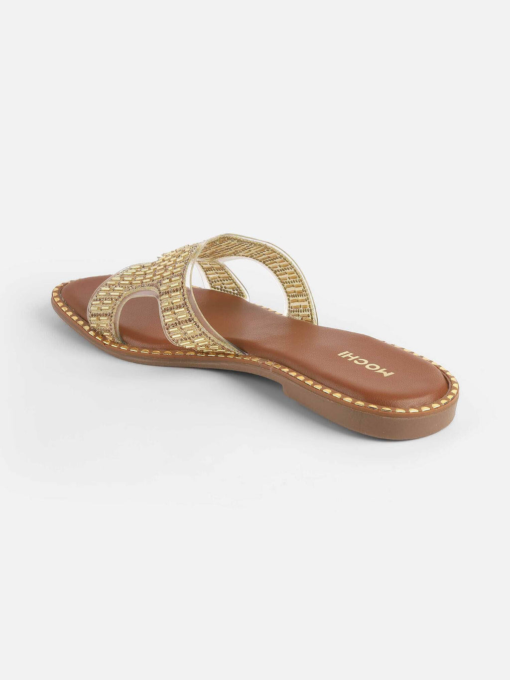 Womens Gold Open Casual Flats | F61 - view 2