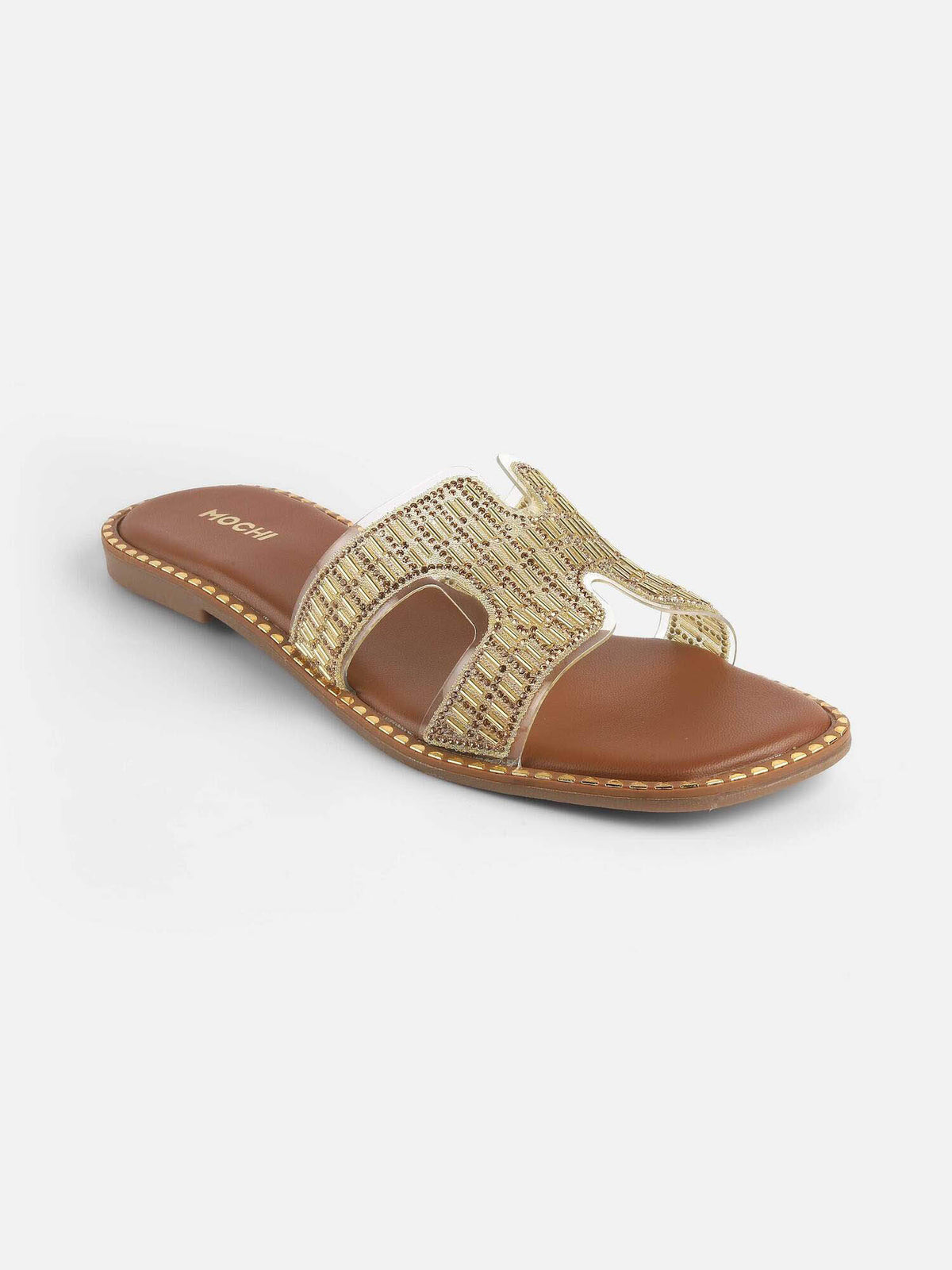 Womens Gold Open Casual Flats | F61 - view 3