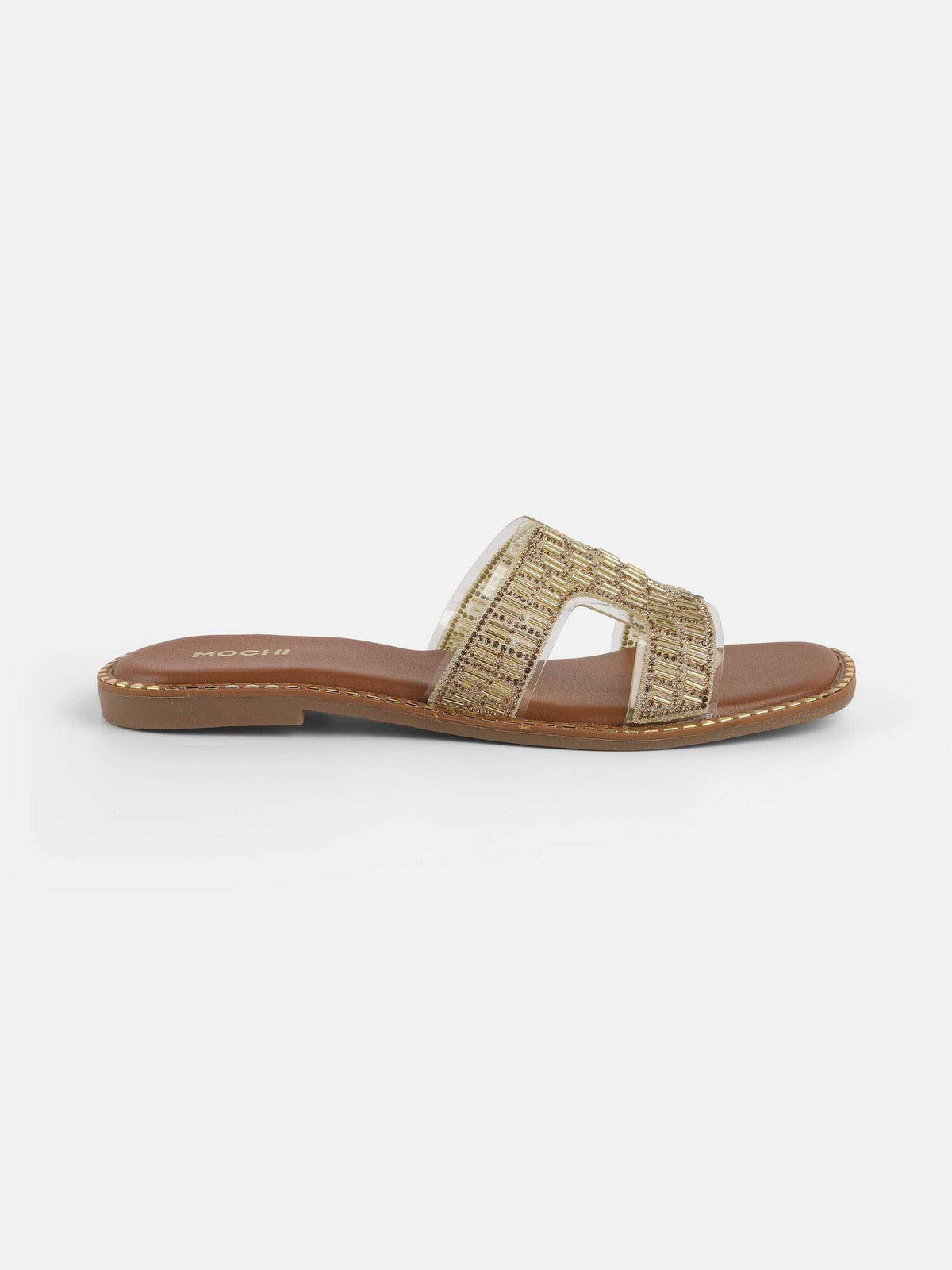 Womens Gold Open Casual Flats | F61 - view 4