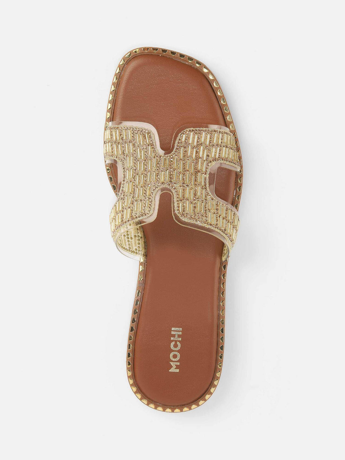 Womens Gold Open Casual Flats | F61 - view 7