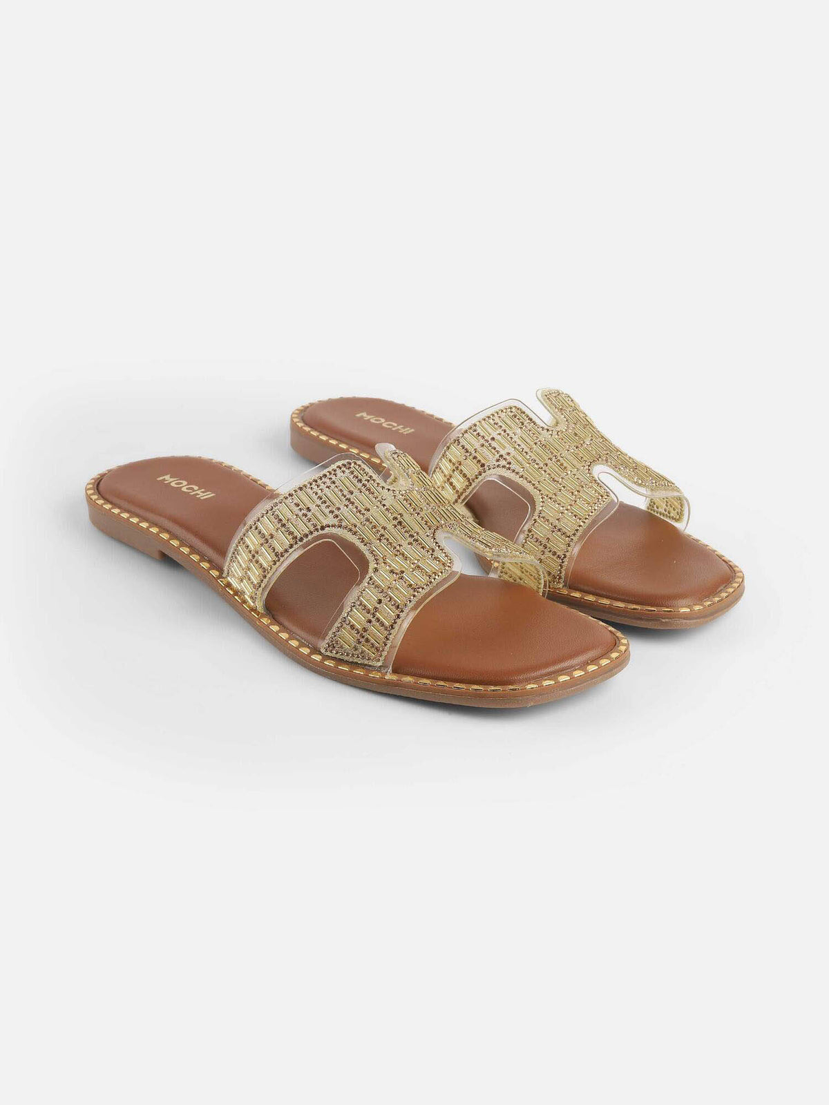 Womens Gold Open Casual Flats | F61 - view 8