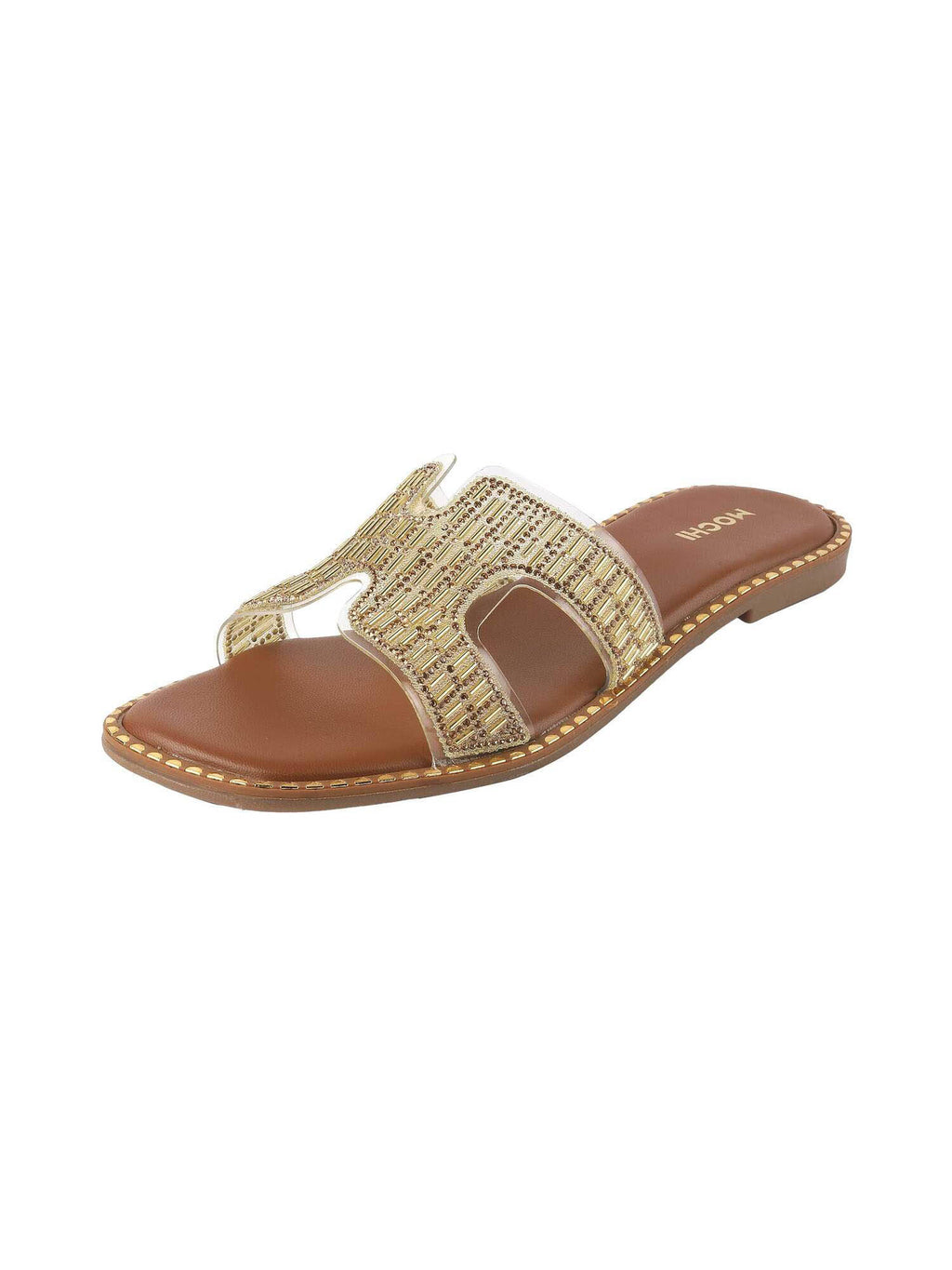 Womens Gold Open Casual Flats | F61 - view 9