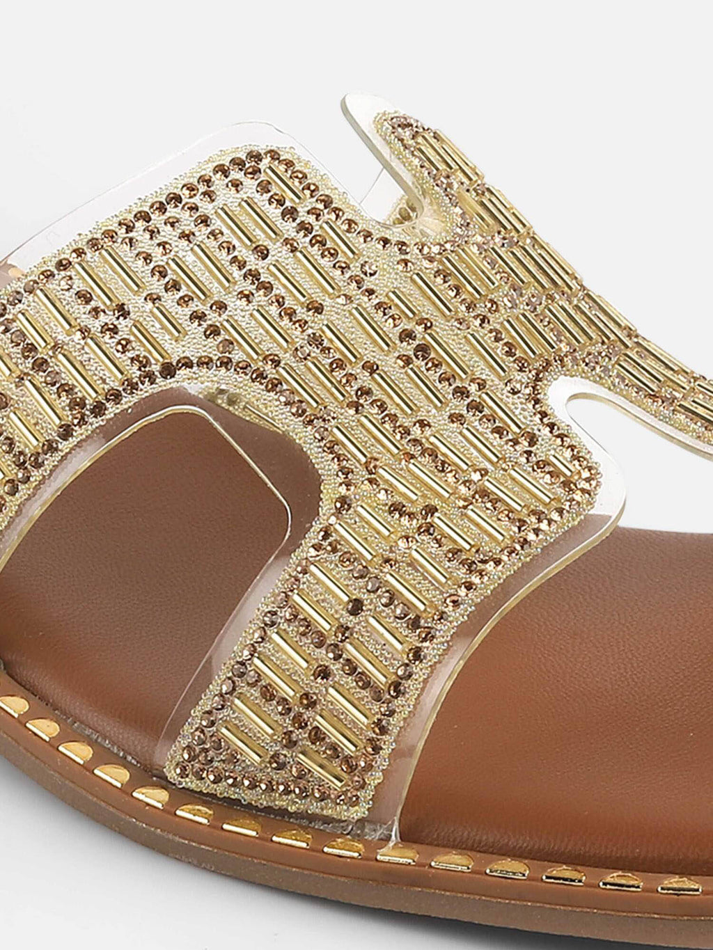 Womens Gold Open Casual Flats | F61 - view 10