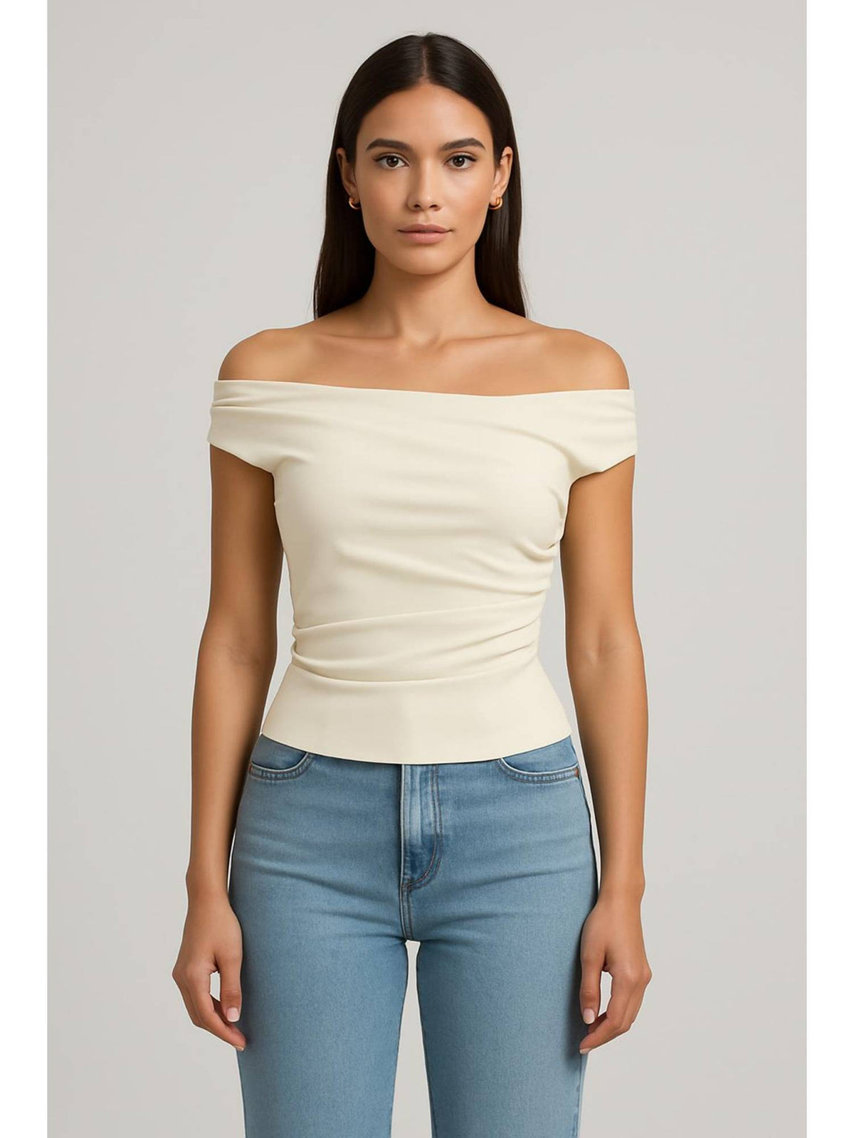 Pink Off Shoulder Ruched Zipper Crop Top | CT61 - view 12