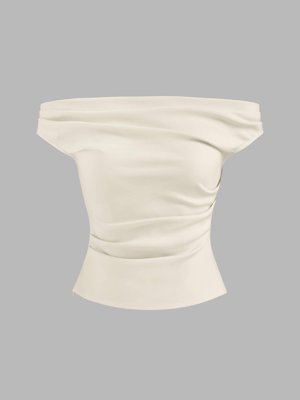 Pink Off Shoulder Ruched Zipper Crop Top | CT61 - view 15
