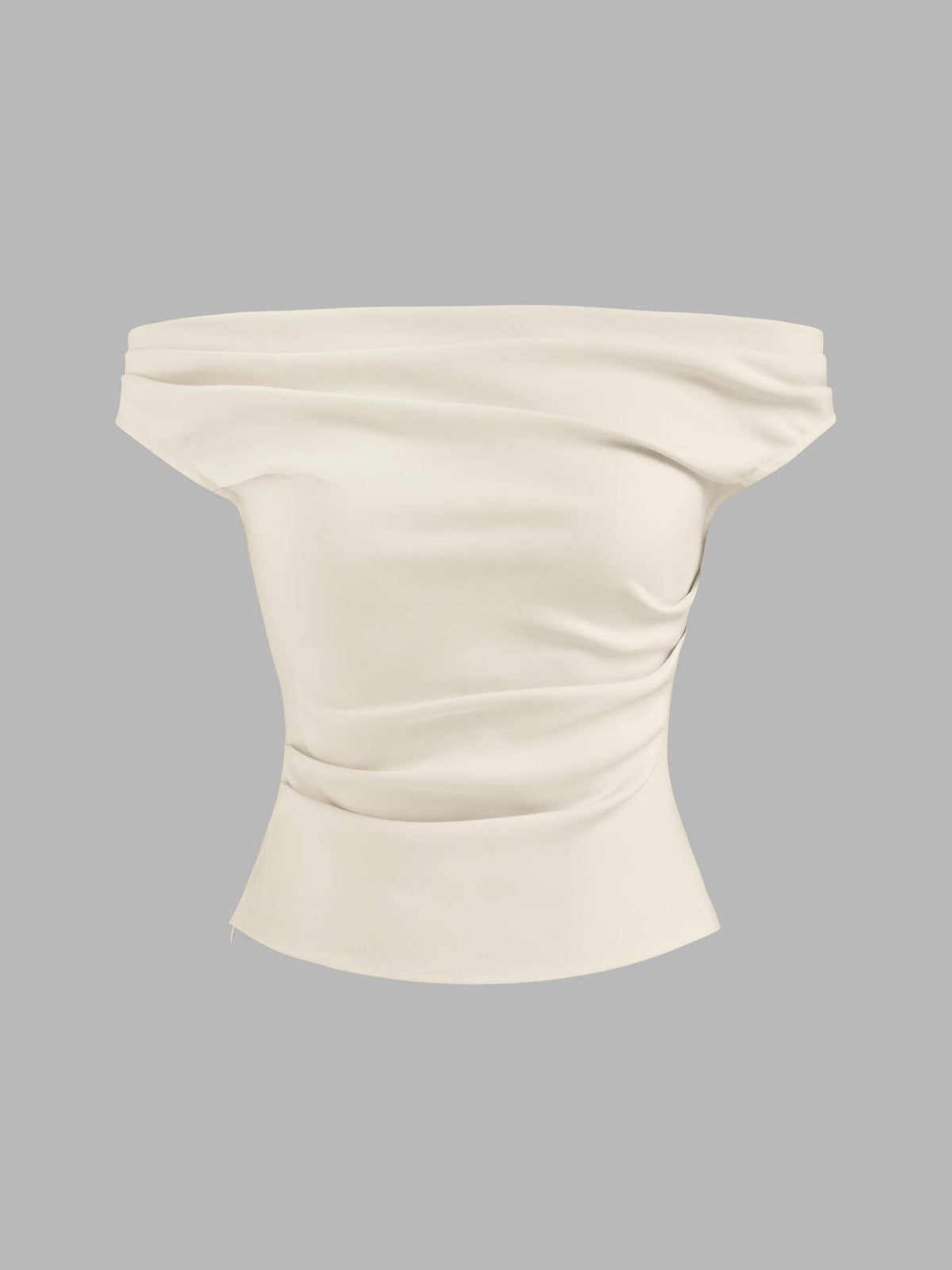 Pink Off Shoulder Ruched Zipper Crop Top | CT61 - view 15