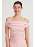 Pink Off Shoulder Ruched Zipper Crop Top | CT61 - view 1