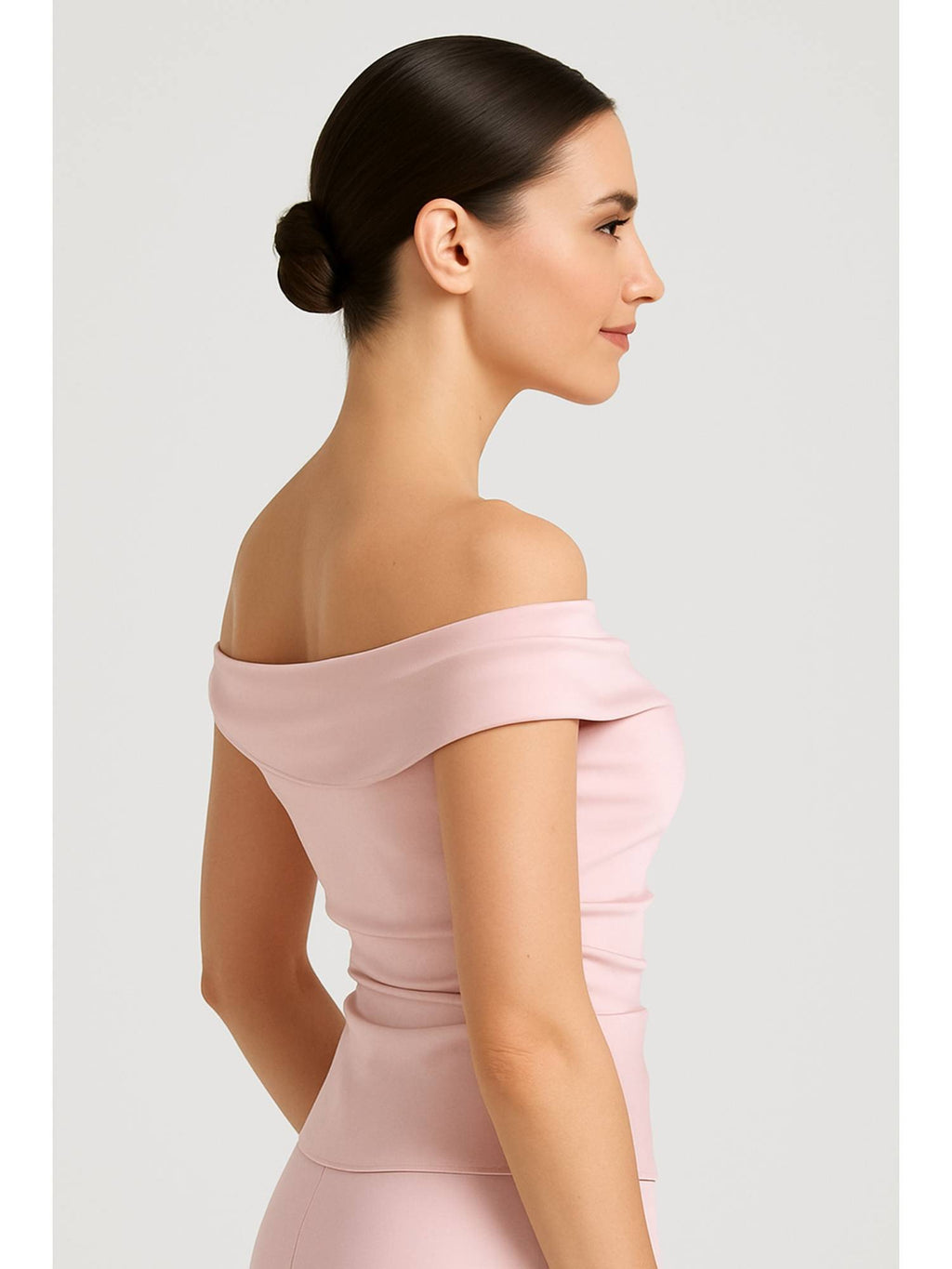 Pink Off Shoulder Ruched Zipper Crop Top | CT61 - view 3
