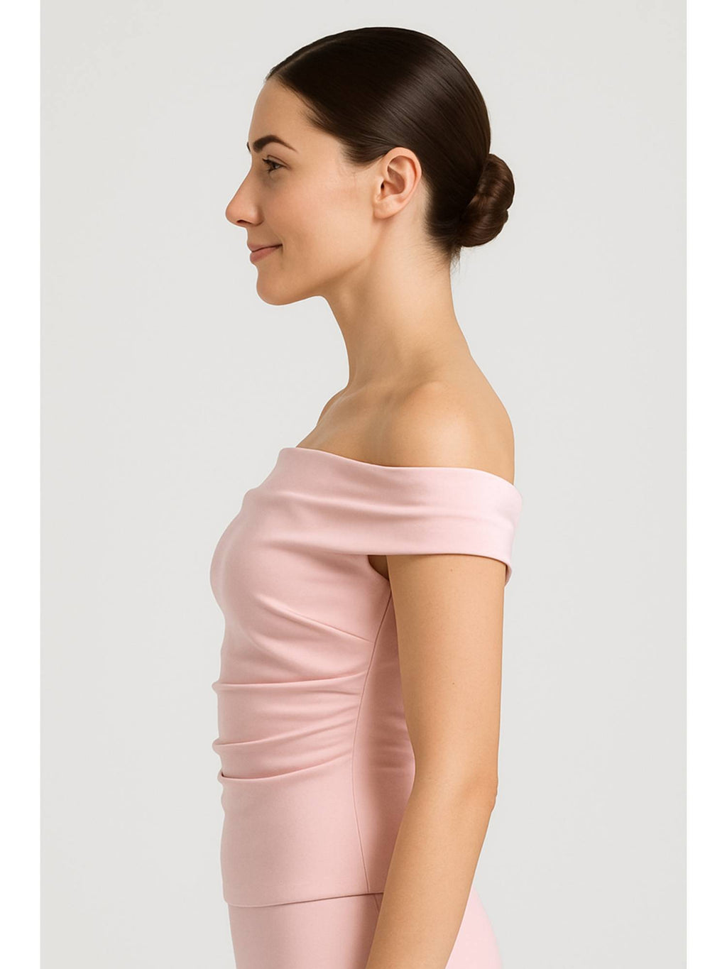 Pink Off Shoulder Ruched Zipper Crop Top | CT61 - view 4