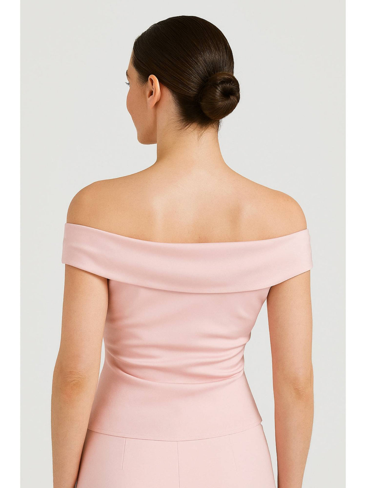 Pink Off Shoulder Ruched Zipper Crop Top | CT61 - view 5