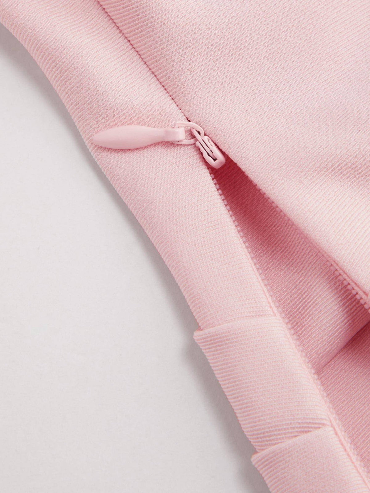 Pink Off Shoulder Ruched Zipper Crop Top | CT61 - view 9
