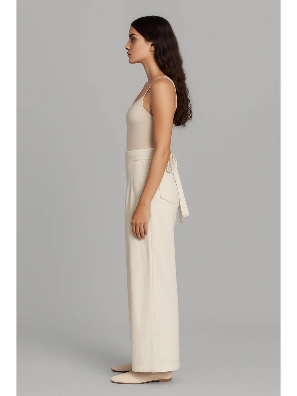 Tie Back Pleated Wide Leg Jeans | WL90 - view 4