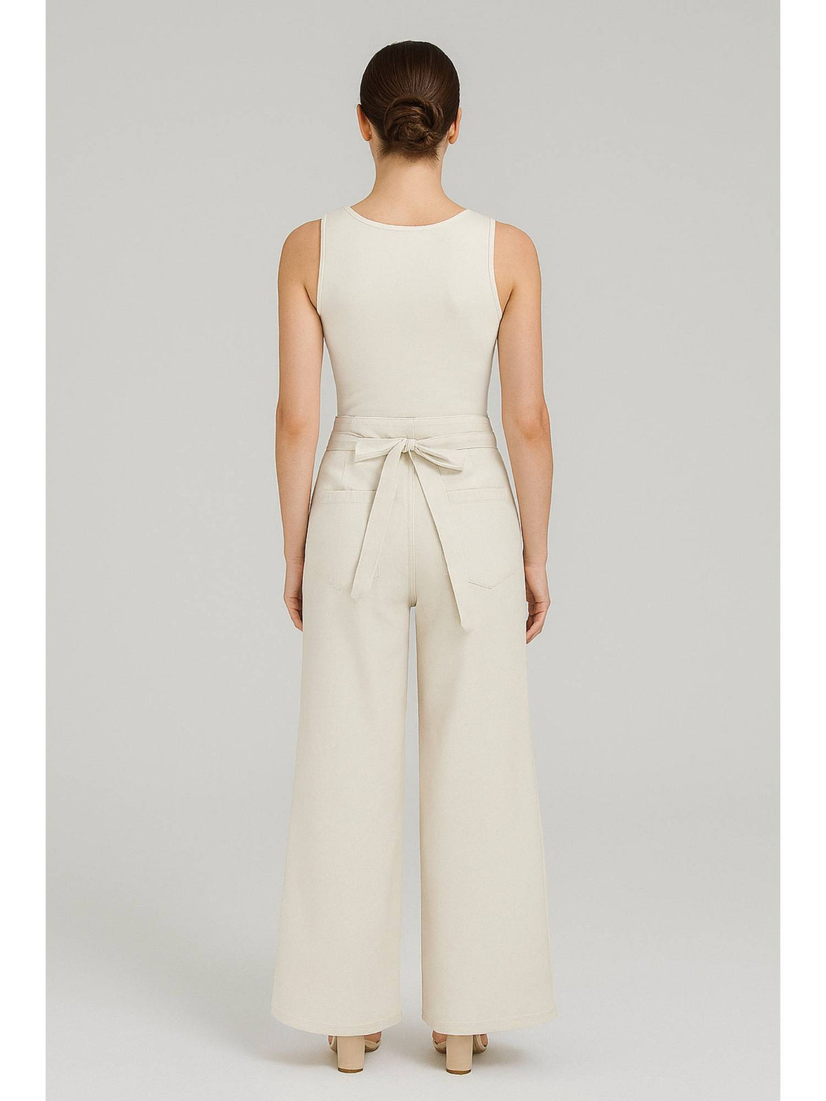 Tie Back Pleated Wide Leg Jeans | WL90 - view 5