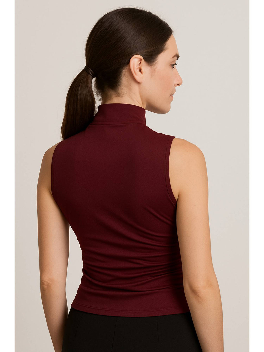 Asymmetrical High Neck Ruched Crop Top | TT98 - view 5