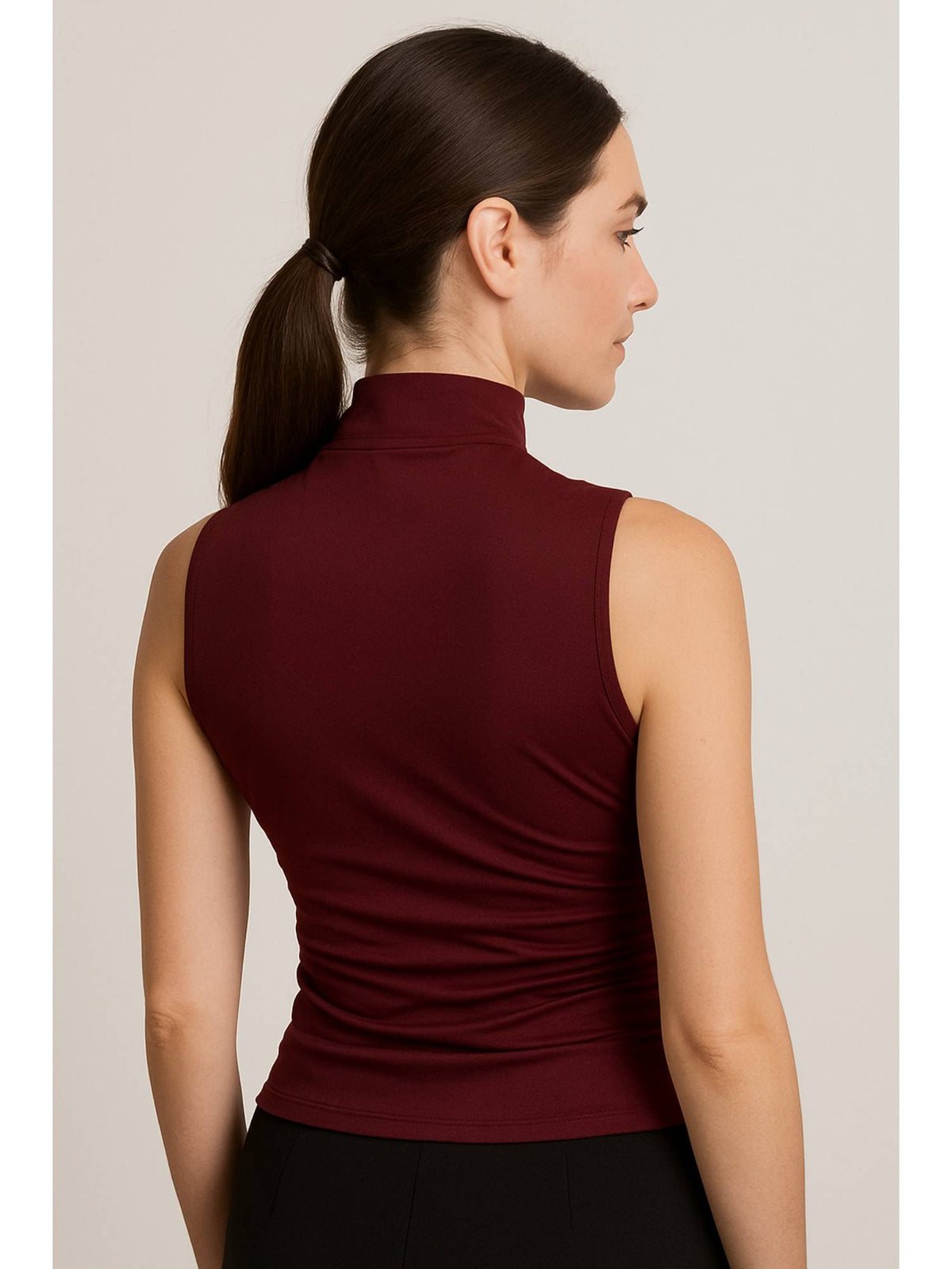 Asymmetrical High Neck Ruched Crop Top | TT98 - view 5
